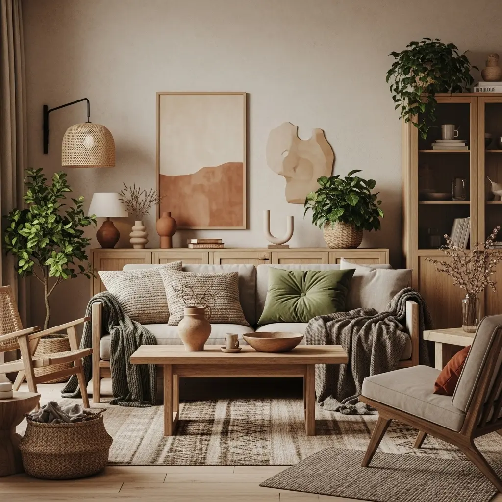 Earth Tone Living Room Style 2025: Natural Cozy Decor Ideaa