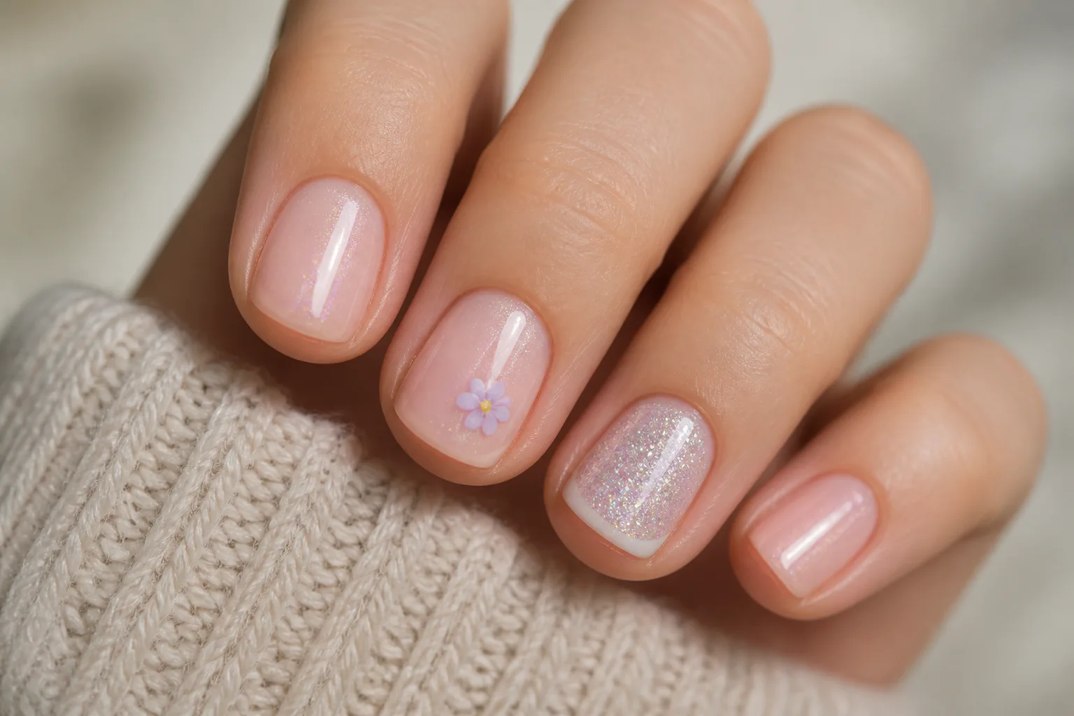 Cute Nail Ideas for 11-Year-Olds: Simple, Short & Fun 8 Pink manicure with flower accent nail