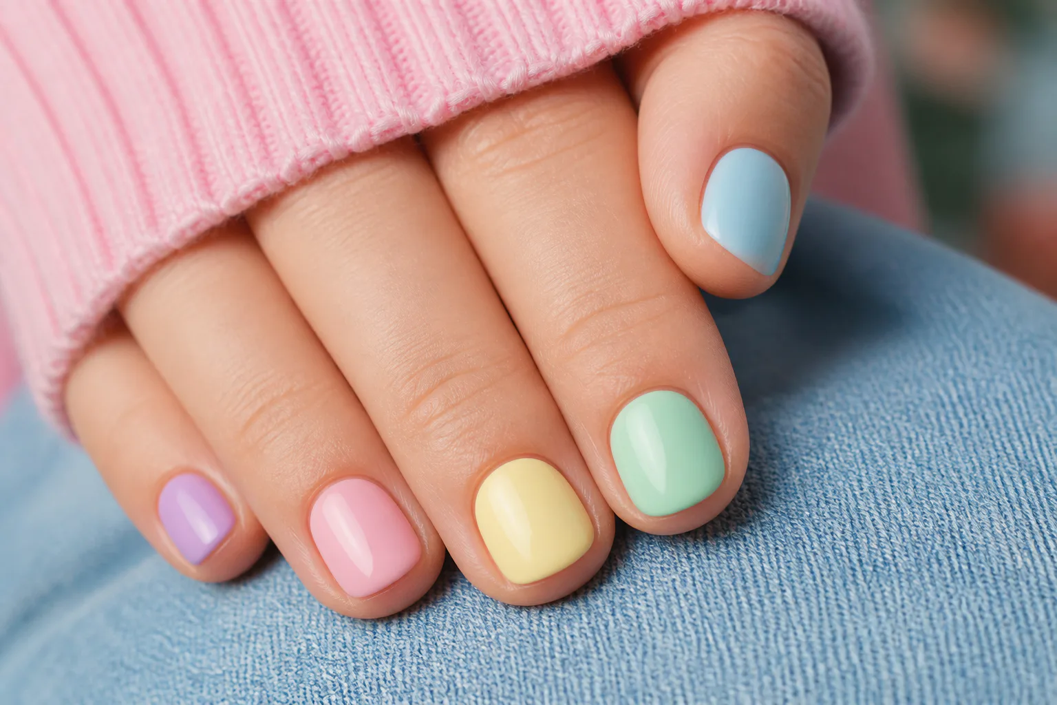 Cute Nail Ideas for 11-Year-Olds: Simple, Short & Fun 1 Pastel rainbow manicure on short nails