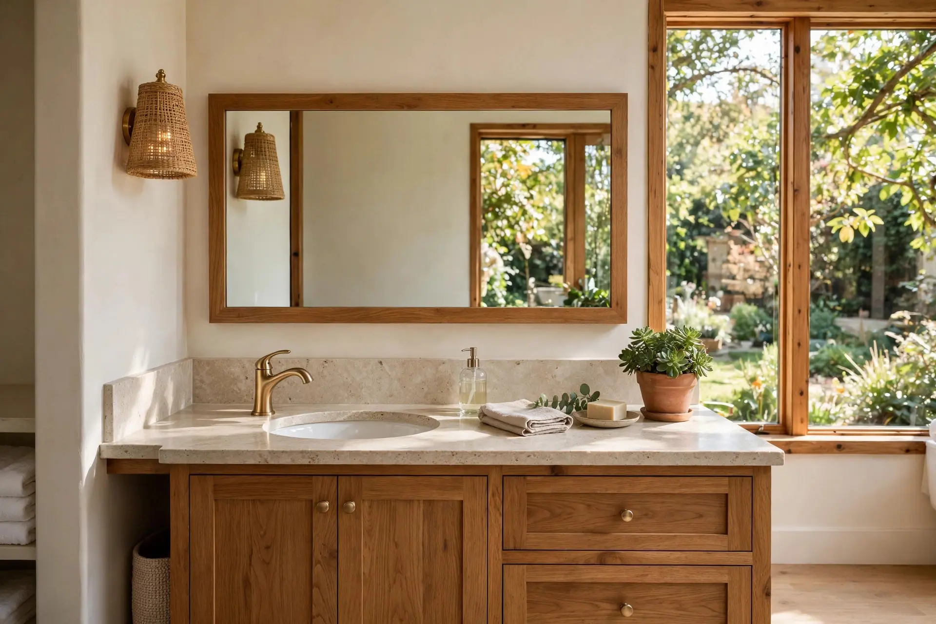 Bathroom Mirror Size: How to Get It Right Over Any Vanity 1 Bathroom mirror a few inches narrower than the vanity on each side, the easy bathroom mirror size rule