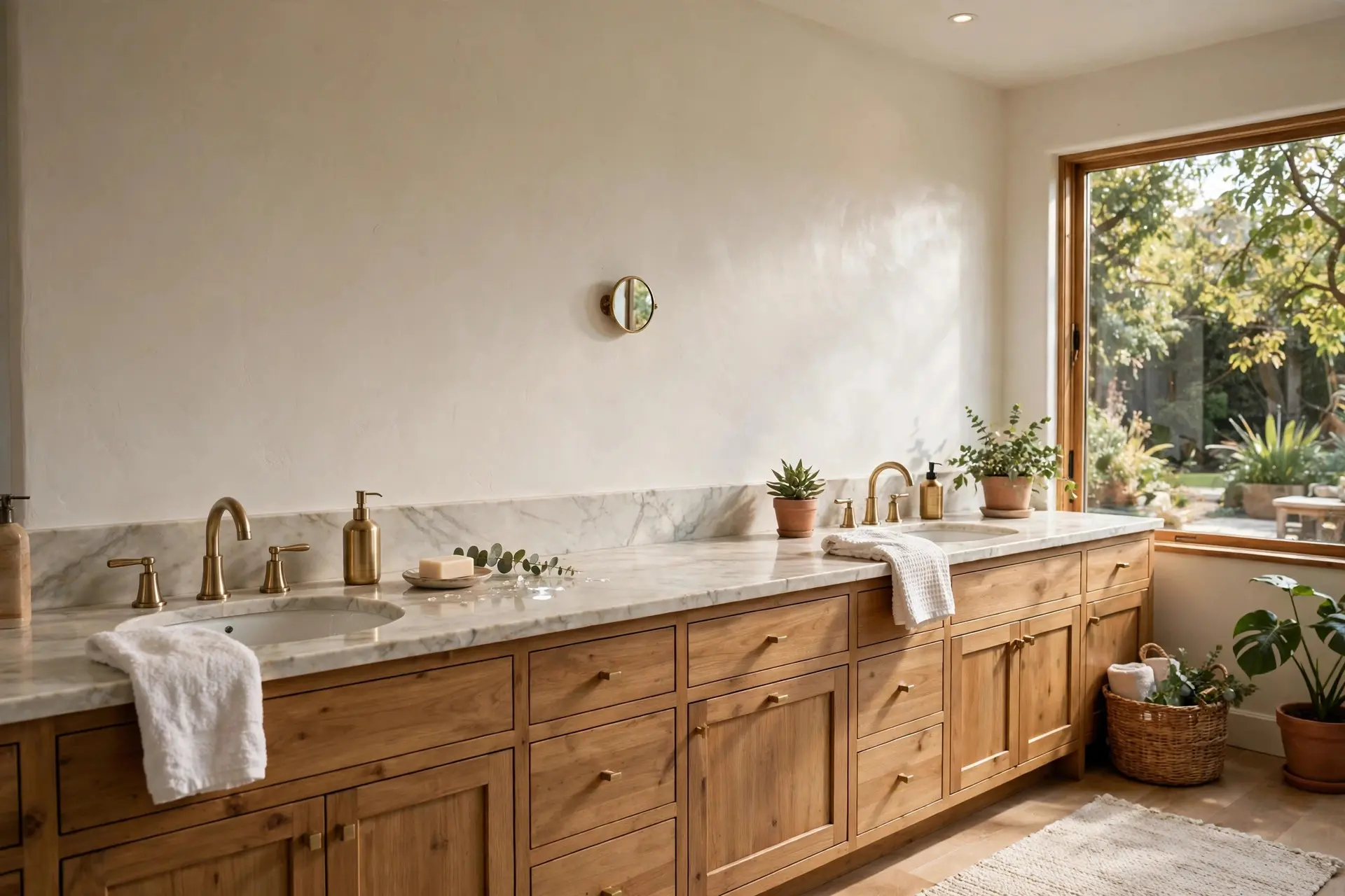 Bathroom Mirror Size: How to Get It Right Over Any Vanity 7 Too-small stubby mirror over a wide vanity, a costly bathroom mirror size mistake