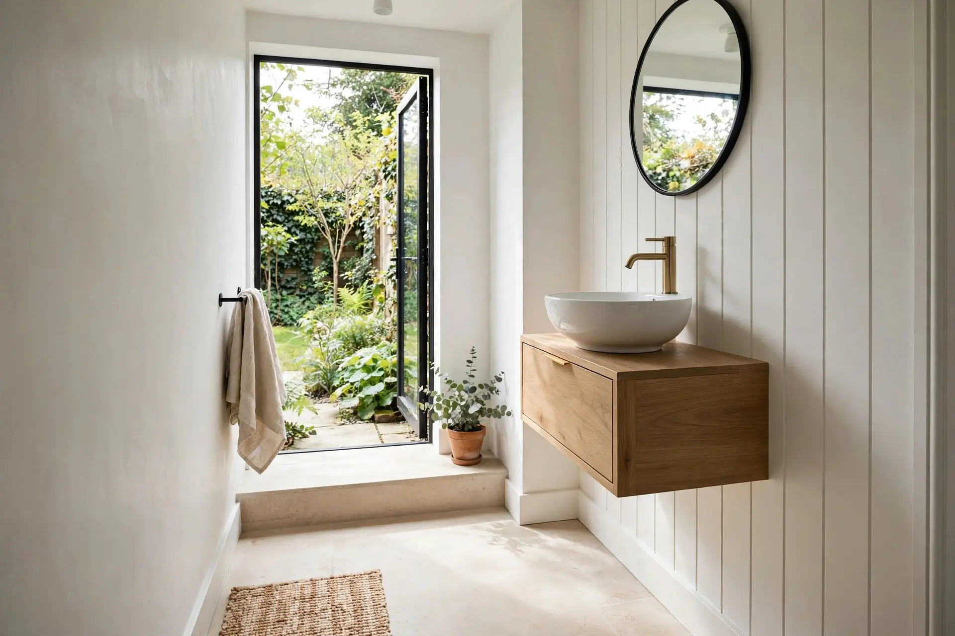 Bathroom Vanity Sizes: How to Pick One That Actually Fits 3 Narrow bathroom with a shallow-depth slim bathroom vanity size leaving open floor space