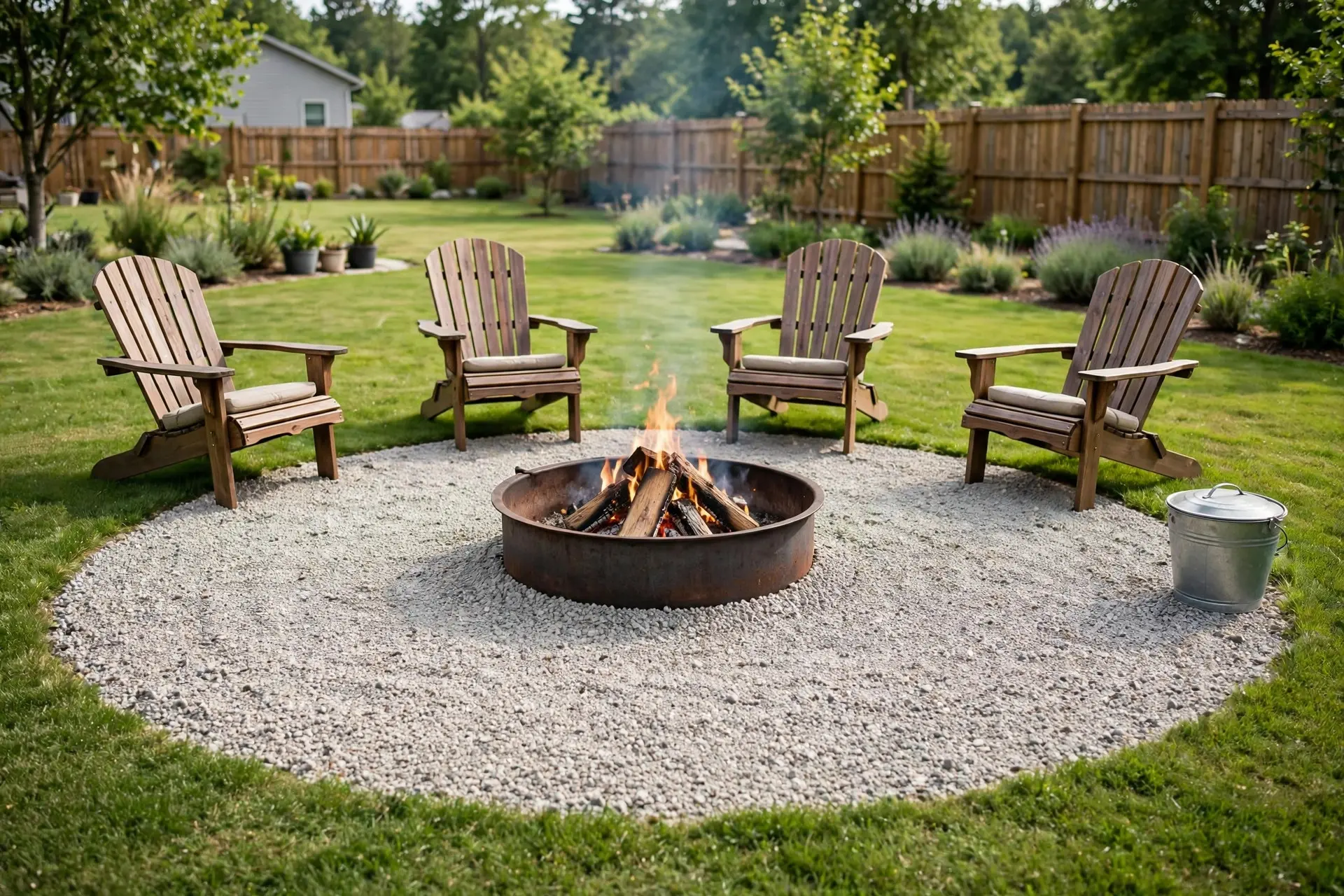 Fire Pit Seating Area Ideas That People Actually Want to Sit In 9 Safe fire pit seating area on a gravel base with clear distance from trees and structures