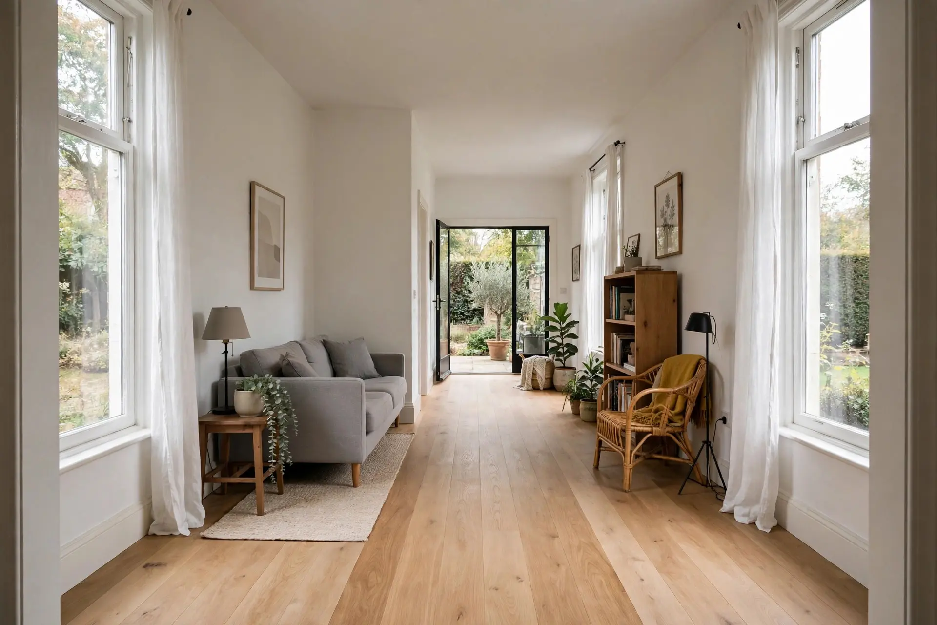 Narrow Living Room Layout Ideas That Fix the Corridor Feel 9 Narrow living room layout mistake: furniture pushed flat against both long walls like a waiting room corridor