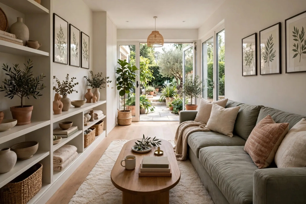 narrow living room layout featured