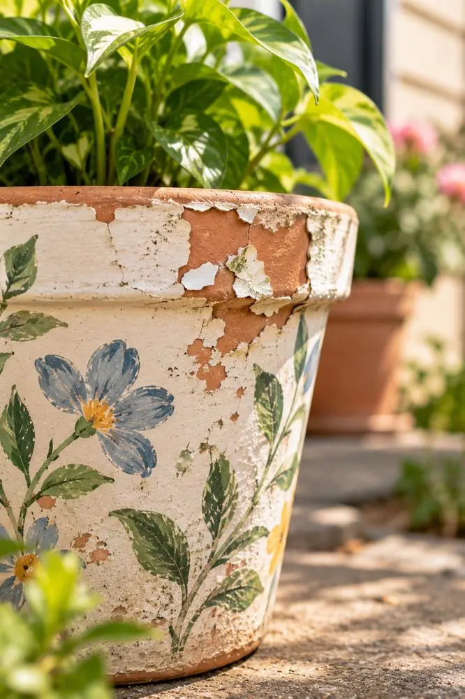 Plant Pot Painting Ideas That Actually Last 9 Peeling and chipped paint on an unsealed plant pot
