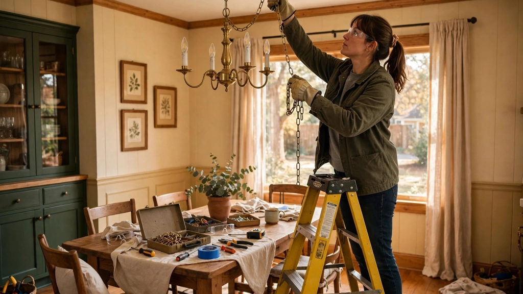 Round Tables and Long Linear Fixtures — chandelier height over dining table