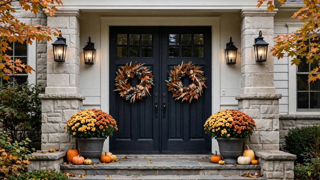 How High to Hang a Wreath on a Front Door: The Eye-Level Rule Pros Use 7 Double doors with matching wreaths at the same height, how high to hang a wreath on a front door for pairs