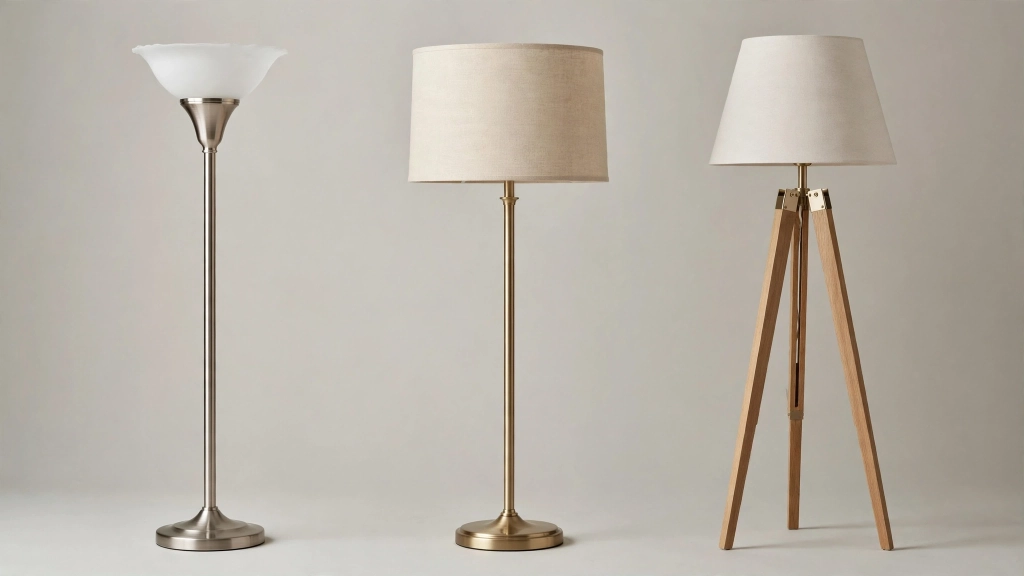 Standard Floor Lamp Height: How Tall Should Yours Be? 2 Three lamp styles all near the standard floor lamp height displayed side by side in a studio.