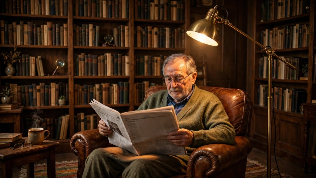 Standard Floor Lamp Height: How Tall Should Yours Be? 8 A reading corner lamp set to the standard floor lamp height directing light onto a reader's book.