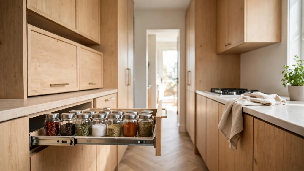 Compact galley kitchen with shallow wall cabinets, standard kitchen cabinet size for small spaces