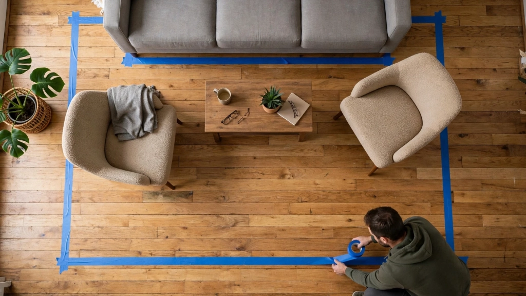 Rug Size Under a Coffee Table — standard rug size for living room