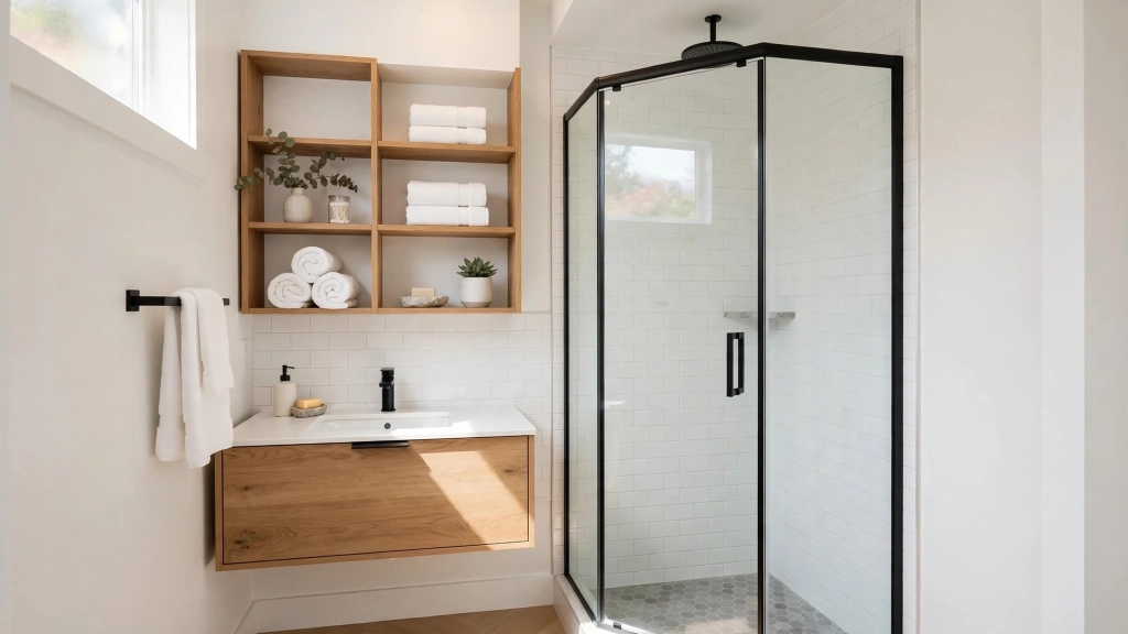 Standard Shower Size: 5 Dimensions That Make or Break Your Bathroom 7 Glass shower door showing clearance space for a standard shower size entry