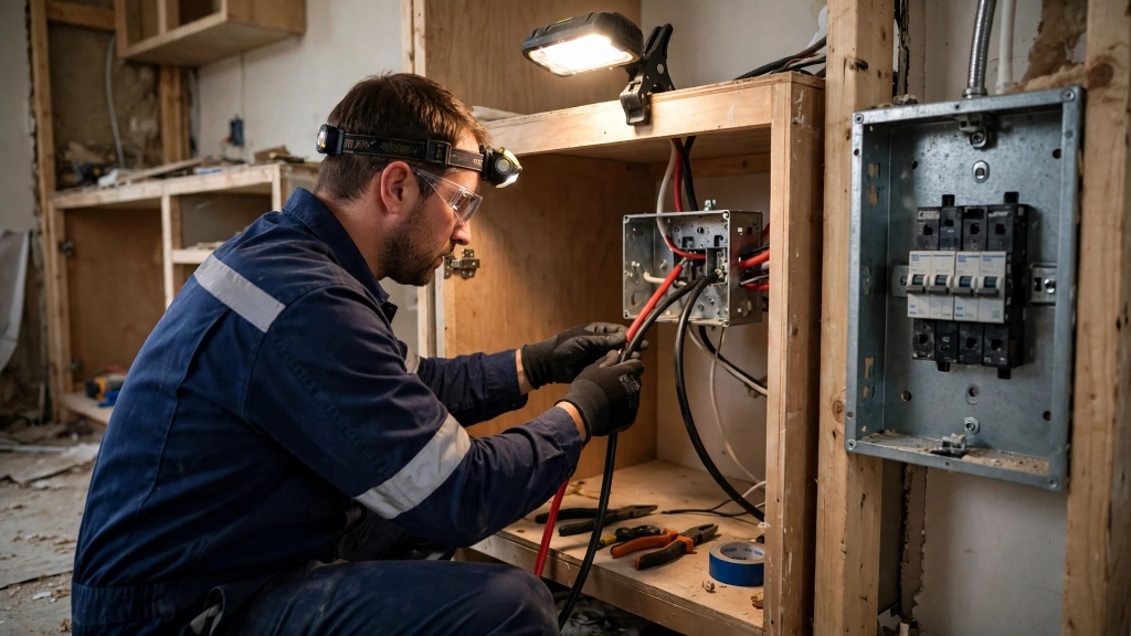 Standard Wall Oven Size: The Cutout Rule That Saves Your Kitchen Renovation 7 An electrician wiring a 240 volt circuit for a new oven, part of planning around the standard wall oven size.