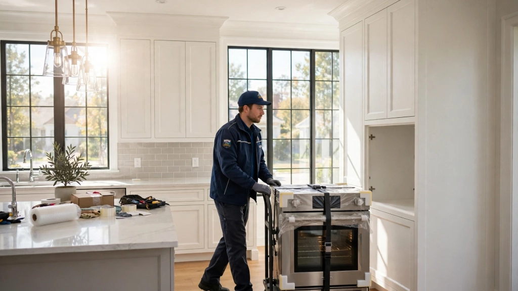 Standard Wall Oven Size: The Cutout Rule That Saves Your Kitchen Renovation 9 Delivery day as a new wall oven arrives for a cabinet built to the standard wall oven size.