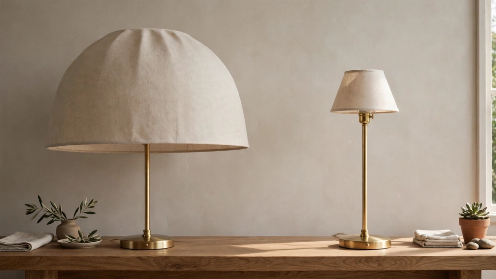 Table Lamp Shade Size, the Simple Formula for Perfect Proportions 2 Two table lamps side by side showing a shade that is too big and a shade that is too small, showing ideal table lamp shade size.