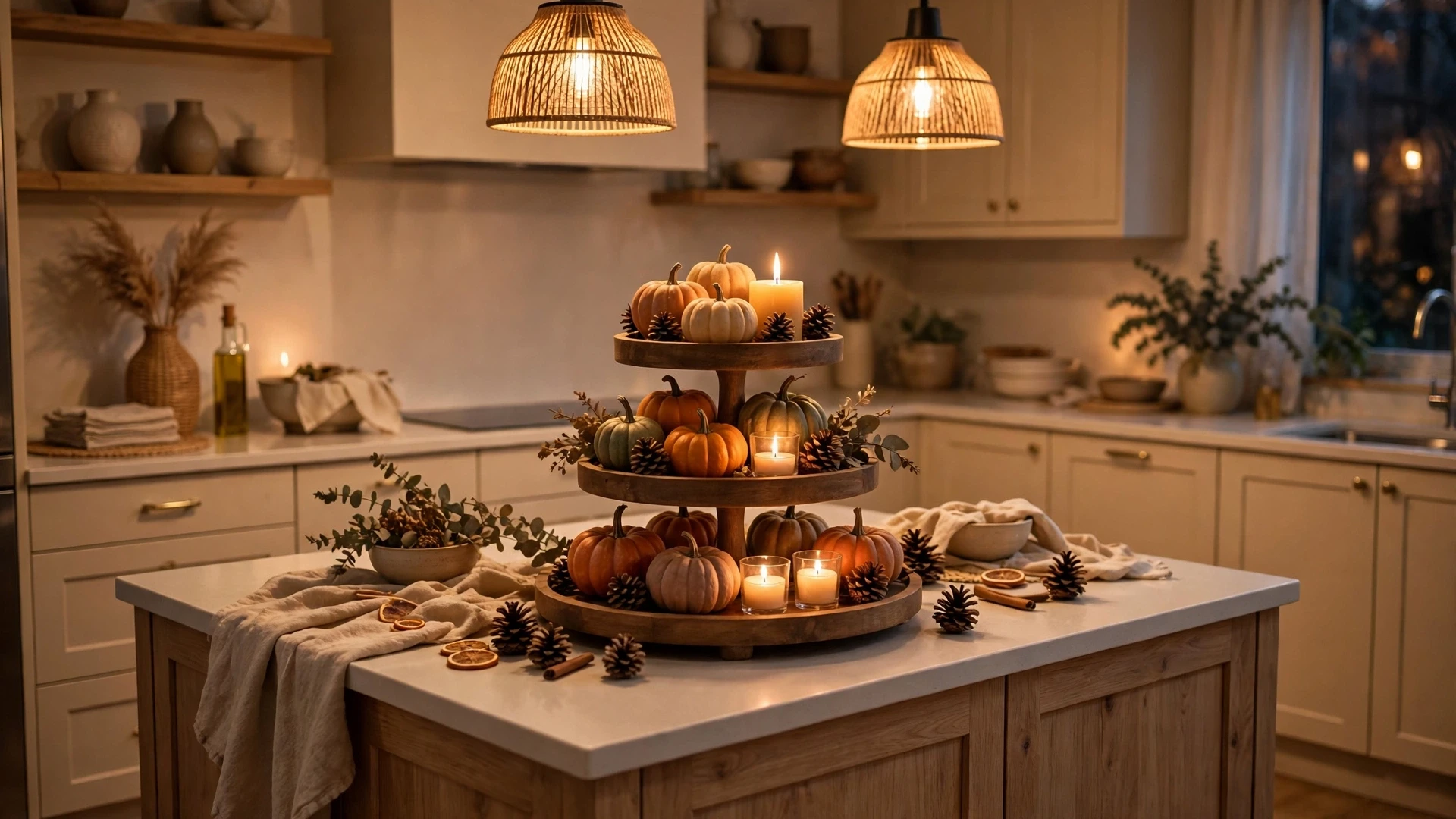 1. Layer a Runner Over a Tablecloth — thanksgiving kitchen decor ideas
