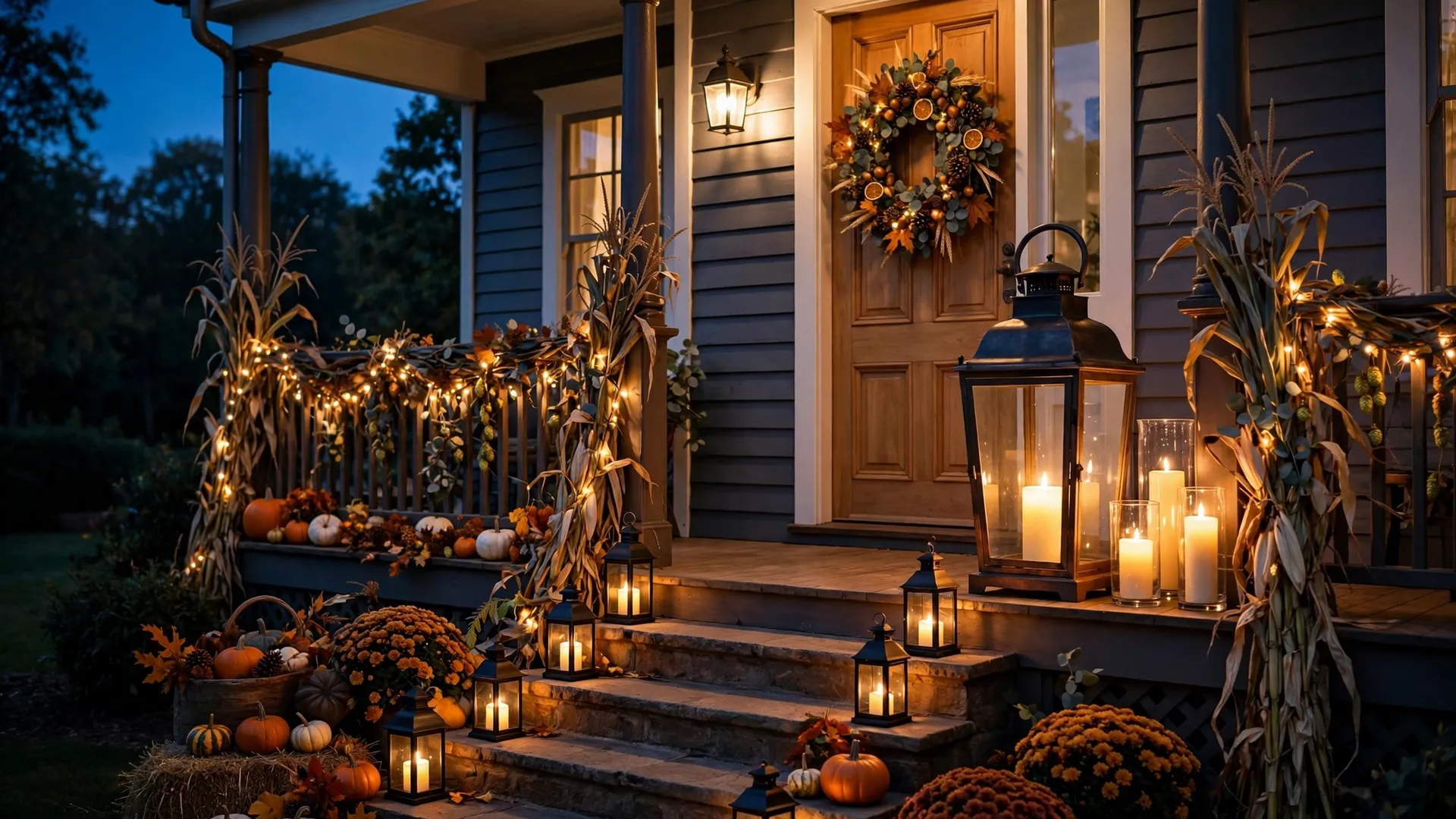 Thanksgiving Porch Decor Ideas: A Warm Welcome Before the Feast 4 How Tall Displays Anchor Thanksgiving Porch Decor Ideas — thanksgiving porch decor ideas