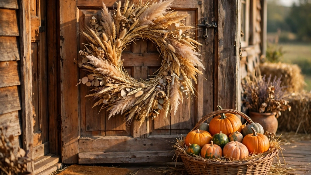 3. Little Pumpkins and Warm Plaid — thanksgiving wreath ideas