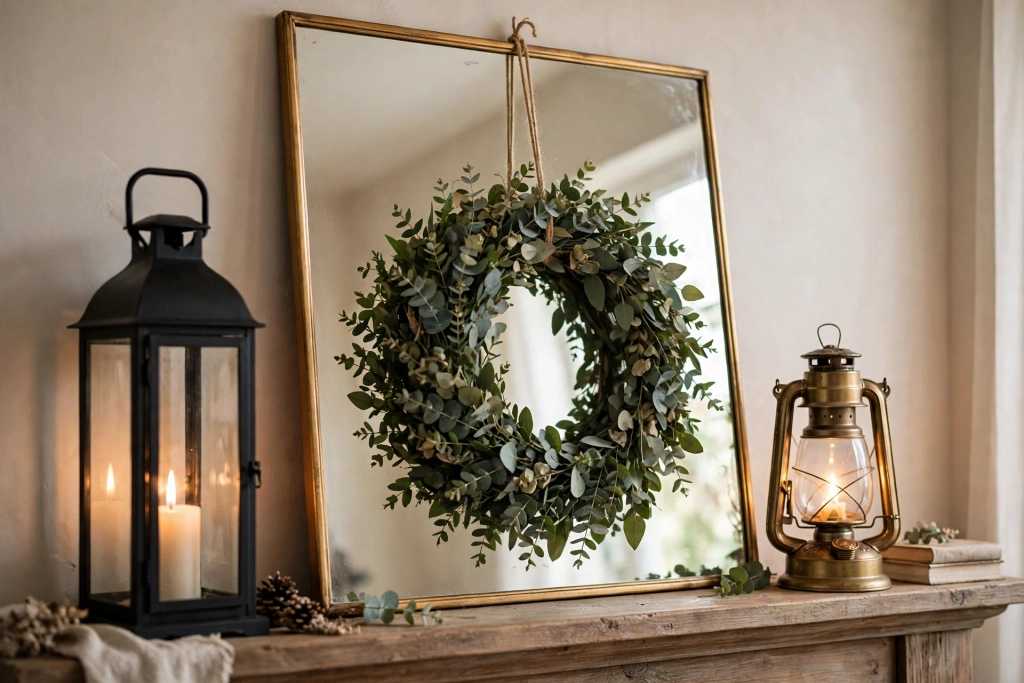 11 Winter Mantel Decorating Ideas That Stay Cozy After the Holidays 8 4. Lean an Oversized Mirror — winter mantel decorating ideas